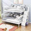 Lit superposé simple au-dessus d'un lit double en bois avec tablettes-2007670149