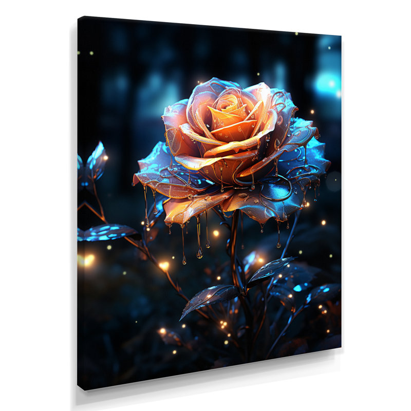 Radiant Orange Forest Rose - impression d'art mural rose, H 20 po x l 12 po x P 1 po, Toile tendue