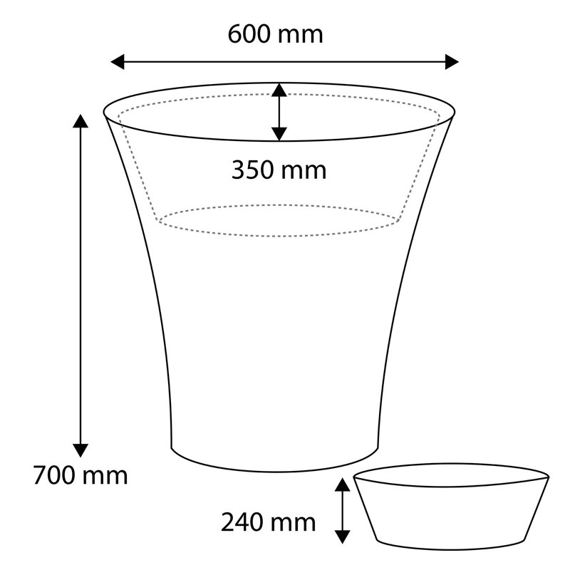 Finsbury Cachepot, White, 70cm H x 60cm W x 35cm D