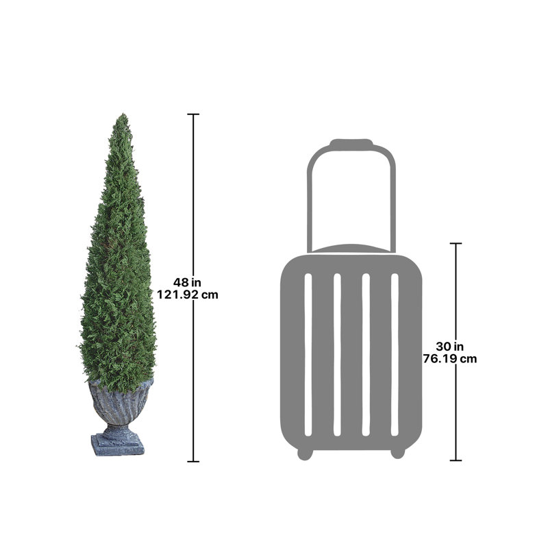 Topiaire de buisson artificiel avec urne, H 48 po x l 11 po x P 11 po