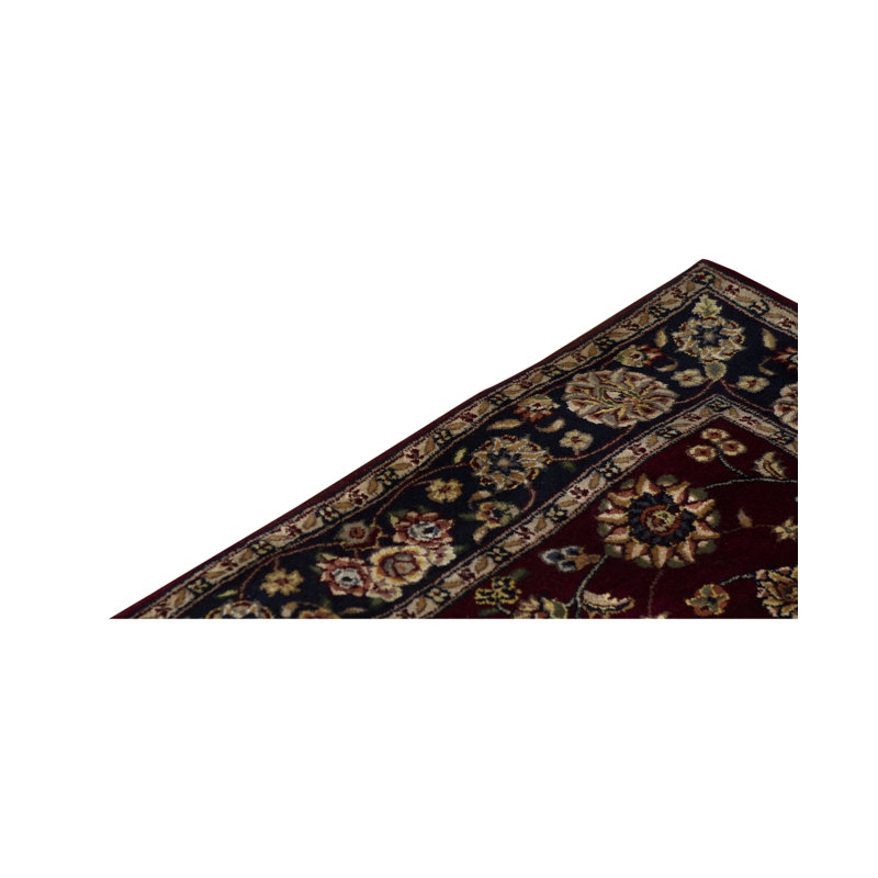 Tapis bleu marine / rouge / beige de haute qualité noué à la main