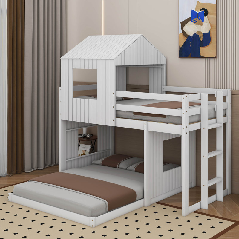 Twin Over Full Bunk Bed, White
