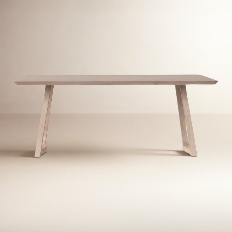 Longfellow 76" Solid Oak Dining Table, White Wash