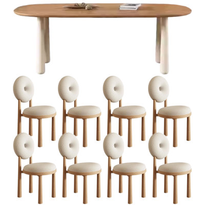Modern Creamy Style Solid Wood Dining Table Set