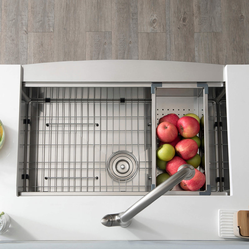 Évier de cuisine de ferme / tablier en acier inoxydable fabriqué à la main L 36 po x l 22 po
