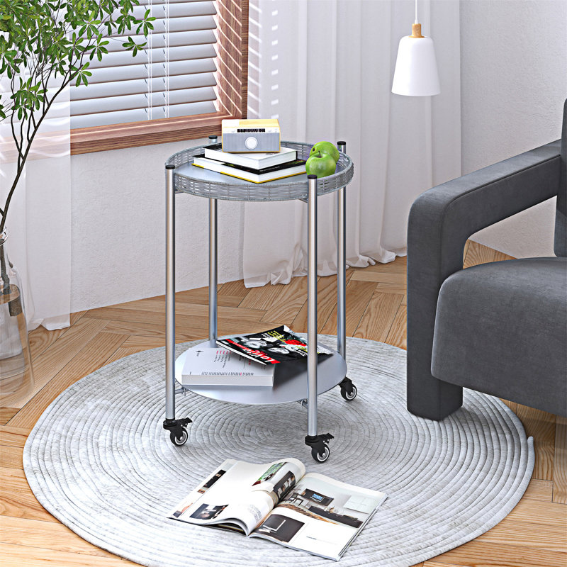 Round Coffee Table with Wheels