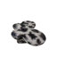 Table basse moderne en faux travertin texturé avec forme de papillon en noir et beige