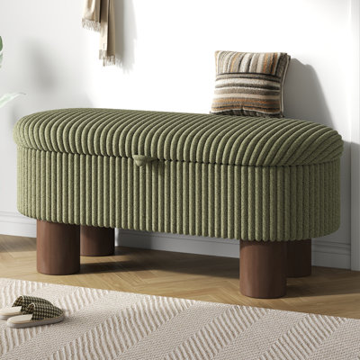 Repose-pieds moderne avec rangement et repose-pieds en velours côtelé avec banc de rangement pour le salon, la chambre et le vestibule, vert