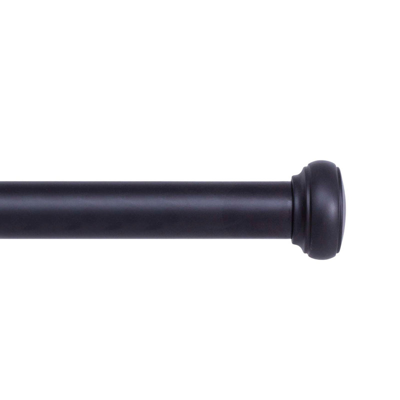 Adjustable Black Steel Tension Curtain Rod for Indoor/Outdoor Use
