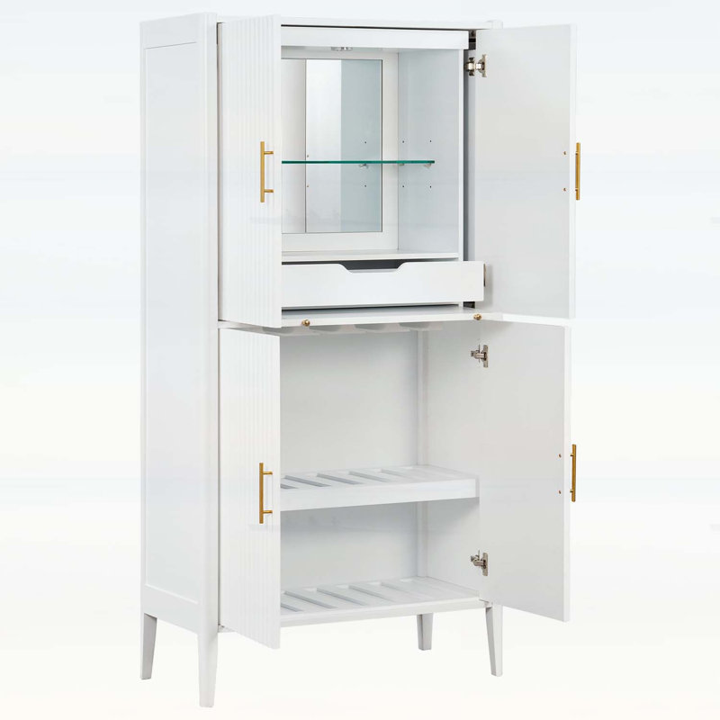 Armoire cannelée moderne pour un rangement élégant, Blanc