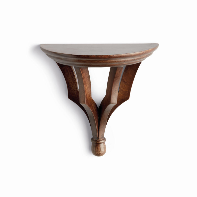 Gianinna Half-circle Mango Bracket Shelf, Brown, 7" H x 7.75" W x 3.75" D