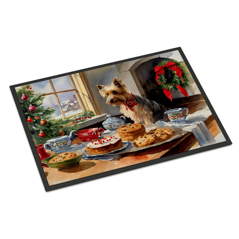 Paillasson Silky Terrier Christmas Cookies DAC3885, L 18 po x L 27 po