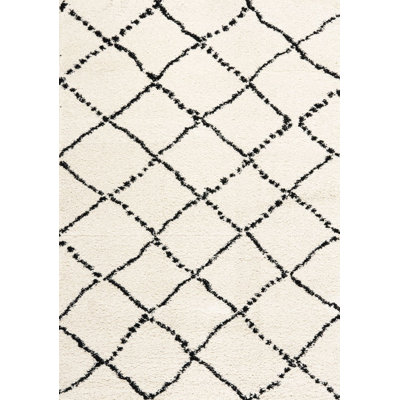 Lydon Soft Geometric Ivory/Black Indoor Area Rug