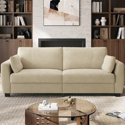 79'' W Modern Loveseat Sofa, Comfy Velvet Couch with Spring Cushion, Removable Cover, Sturdy Frame, Deep Seat, Easy Assembly for Living Room, Bedroom, Office, and Small Space, Beige