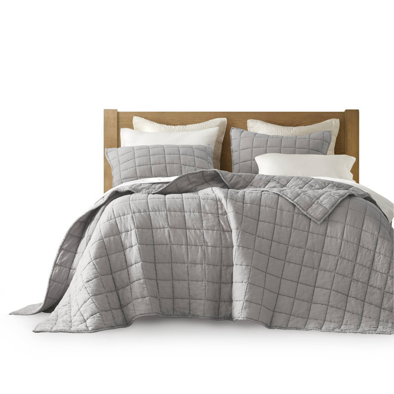 Premium Linen Bedding Sets Full Queen, Modern Gray For Home