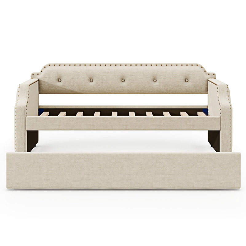 Lit de jour rembourré avec couchette, Beige