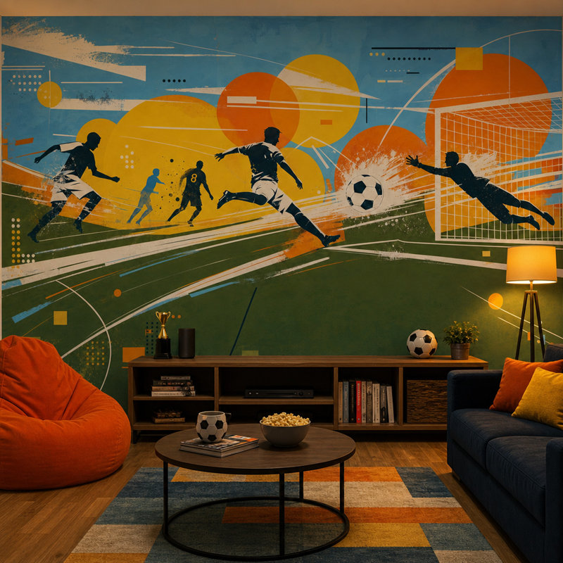 Décoration murale amovible Mid Sports, 160"x108", Textured Non-Pasted