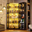 Vitrine d'angle avec portes vitrées et éclairage à DEL, vitrine en verre de 71 po pour objets de collection, jouets, livres, bibliothèque supplémentaire avec 5 tablettes, armoire de rangement pour le salon, la chambre à coucher, le bureau
