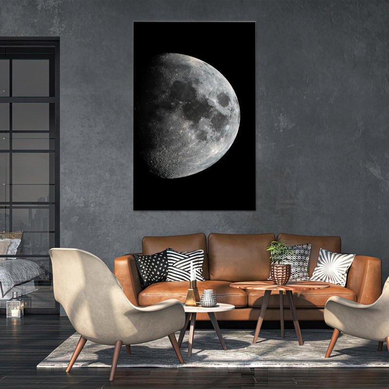 Impression sur toile Elegant Lunar Phase: Night Sky Wall Art, 1P WhiteFramedCanves, 39,4 po de hauteur x 27,6 po de largeur