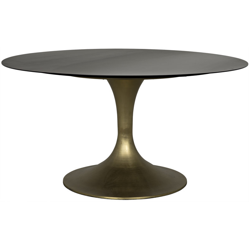 Herno Round Metal Dining Table, Antique Brass