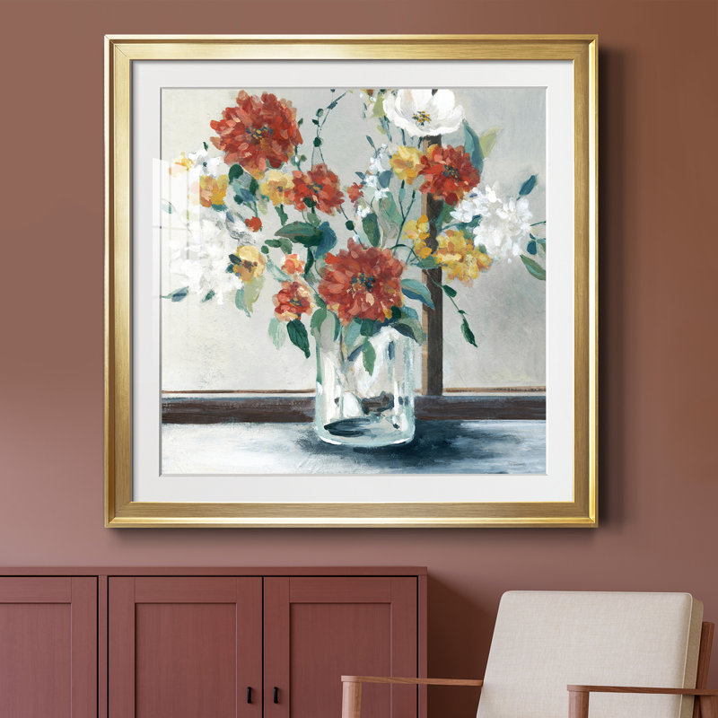 Ensoleillé - peinture encadrée, H 26,5 po x l 26,5 po x P 1,5 po, Encadrement doré