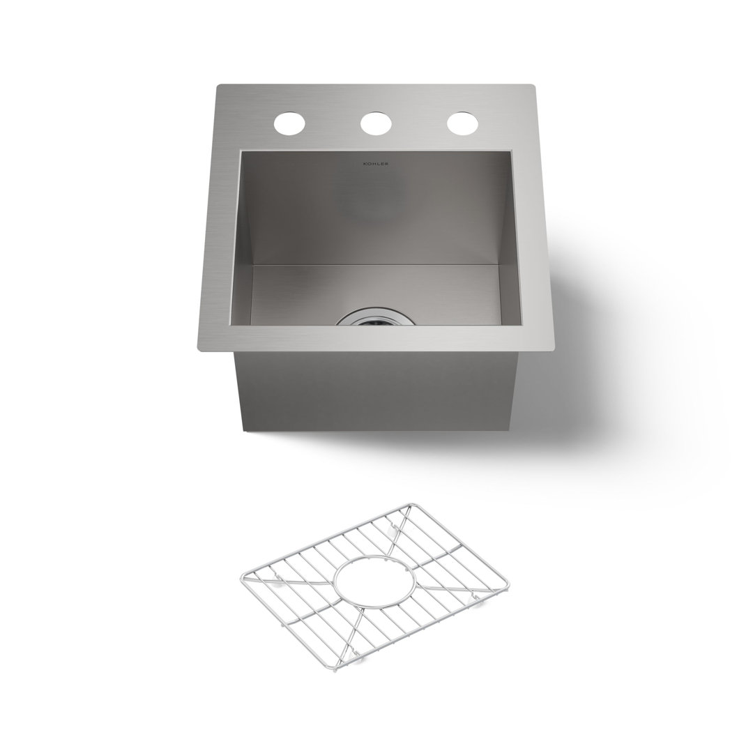 Vault 15'' L x 15'' W Dual Mount Bar Sink Kohler Faucet 