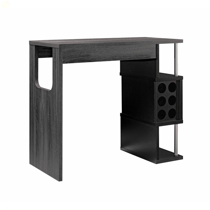 Table de bar Home avec compartiment pour verres à vin et trois tablettes