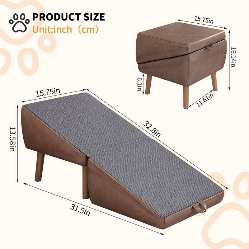 Escalier pour chien pour petits chiens et chats, rampe pour canapé et lit, marchepied pliable pour animal 2 en 1 pour chiot, conception avec repose-pieds divisé
