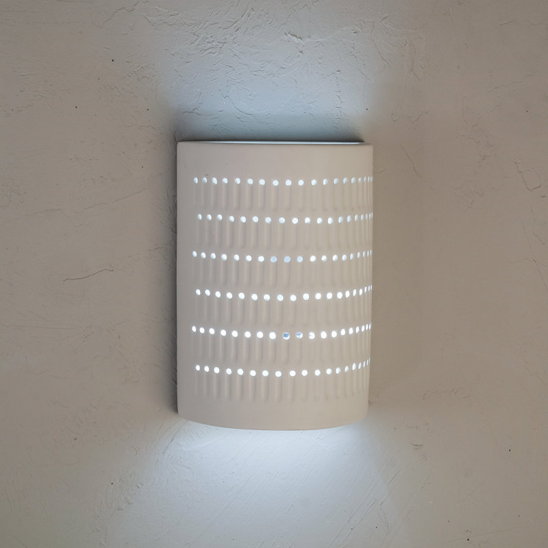 Applique murale d'extérieur en céramique Carely, ampoule DEL incluse, Blanc, H 13 po x l 9,5 po x P 5 po