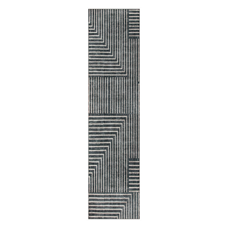 Distressed Bohemian Stripes Washable Non Slip Area Rug, Runner 2' x 10'