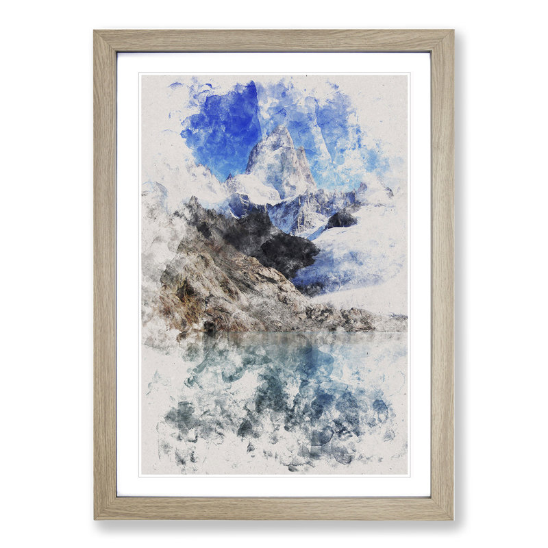 Glacier in Argentina - Picture Frame Painting, 90cm H x 65cm W x 2cm D, Oak Framed