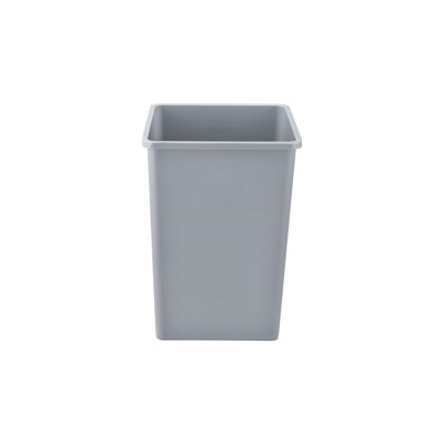 35 Gallon Industrial Square Plastic Garbage Can,Lightweight,Grey
