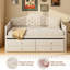 Lit de jour simple avec lit gigogne et 2 tiroirs de rangement, canapé-lit en bois avec dossier capitonné pour la chambre à coucher et le salon, beige