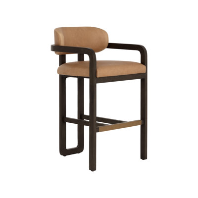 Madrone Upholstered Stool with Solid Wood Frame