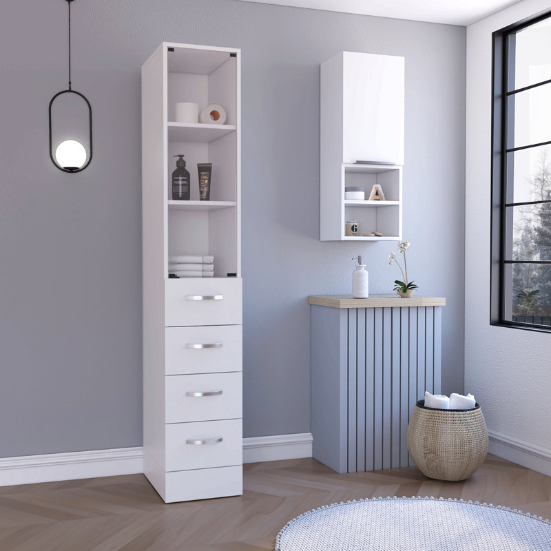 2 Piece Bathroom Set,  Magna Linen Cabinet + Savona Medicine Cabinet , White