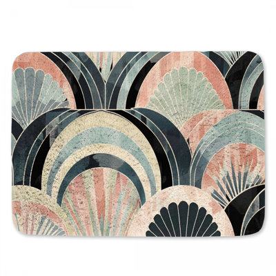 Fan Shape Bath Mat Geometric Bathroom Decor Art Deco