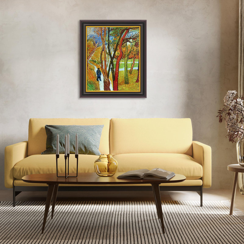 Reproduction d'art sur toile, "The Walk - Falling Leaves" par Vincent Van Gogh, H 26 po x l 30 po x P 2 po, Cadre opulent