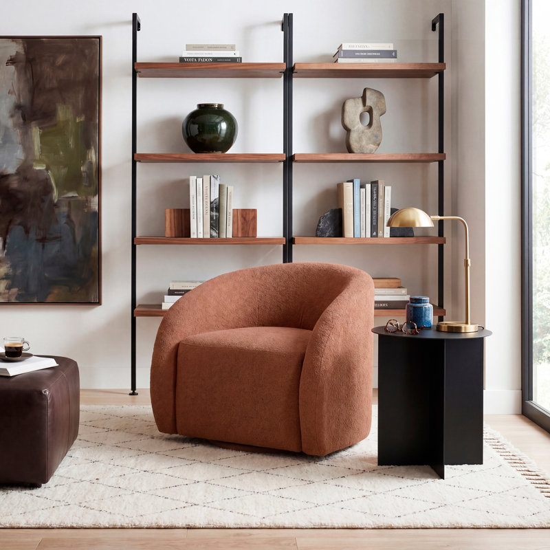 Fauteuil d'appoint pivotant en microfibre Luxury, Microfibre / microsuède rouille