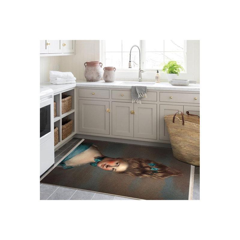 Tapis vert lavable à la machine à nœuds vert, Sous-tapis rectangulaire 5 pi 1 po x 7 pi 7 po inc