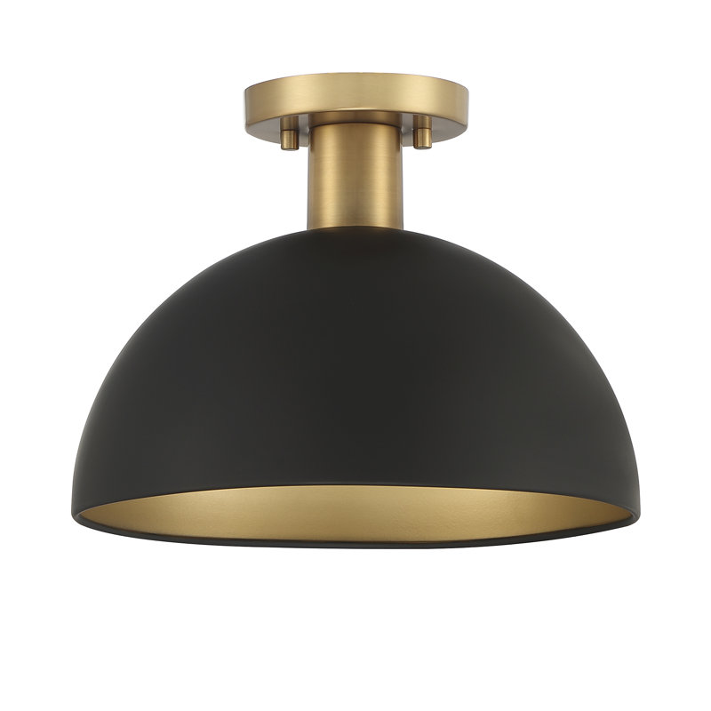 Plafonnier 1 lumière Darrah, Noir mat / Laiton naturel
