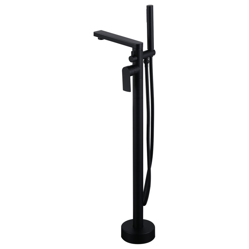 Robinet de baignoire à fixation au sol Robinet de baignoire autoportant à poignée simple en laiton avec douche à main