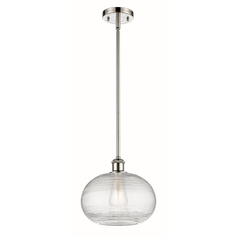 Luminaire suspendu à 1 tige Ballston Jerard-516-G555, H 9,5 po x l 10 po x P 10 po, Nickel poli