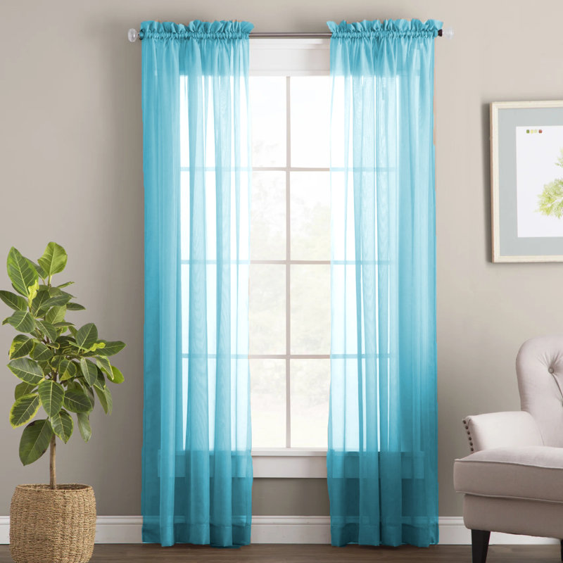 Sheer Curtain Pair, 95" L x 59" W, Navy
