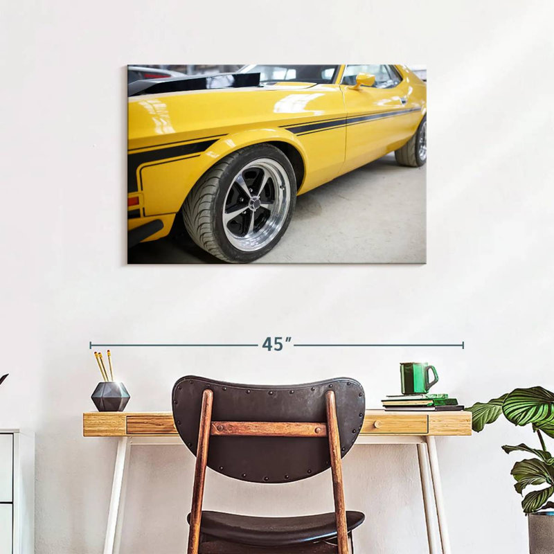 Mehar Yellow Muscle Car, 24" H x 36" W