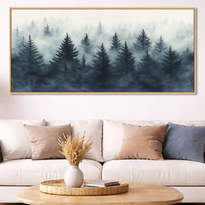 Toile brumeuse, art mural forêt de pin, Zavier