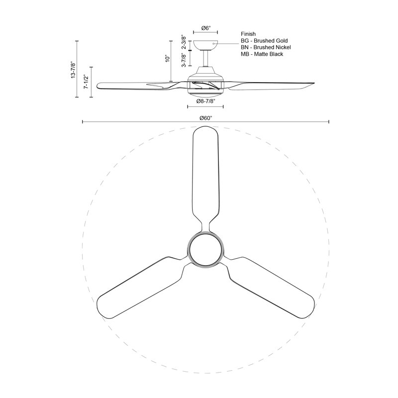 Fremont LED Downrod Ceiling Fan, Matte Black