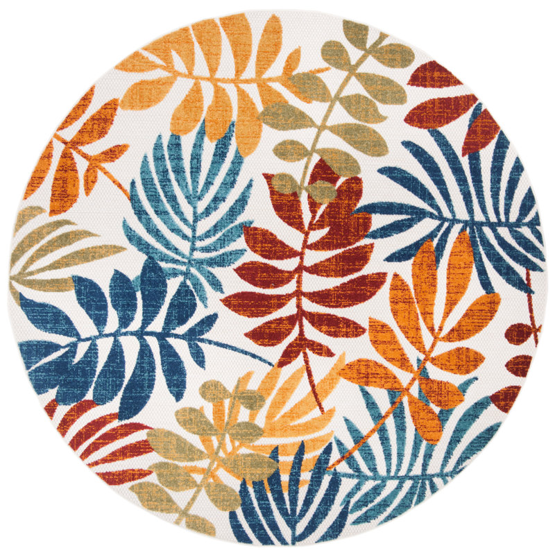 Floral Indoor / Outdoor Area Rug, Round 160cm