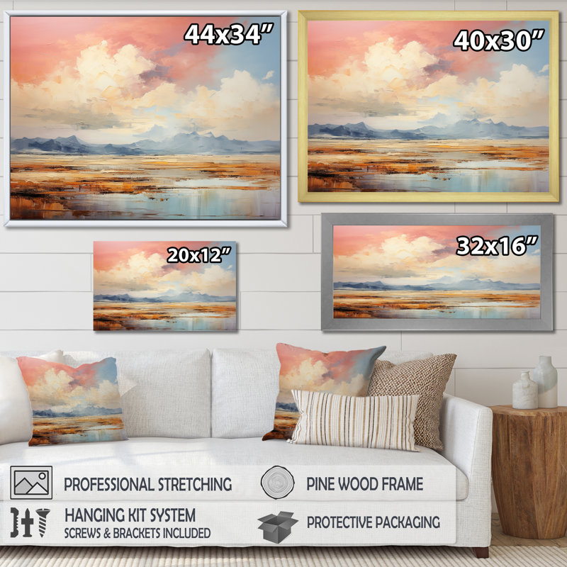 Pastel Plains Of Tranquility - décoration murale paysage, Toile tendue, H 24 po x l 32 po x P 1 po