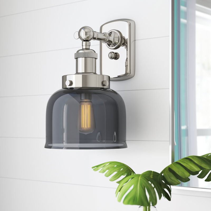 Applique murale 1 lumière 8 po Ballston Urban Bell, Nickel poli, Ampoule non incluse, Plaqué couleur fumée