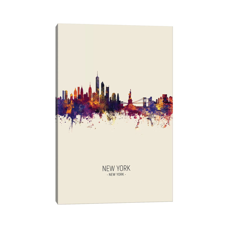 New York Skyline Fall by Michael Tompsett - 1 Piece Wrapped Canvas Wall Art, 66.04 cm H x 45.72 cm W x 3.175 cm D